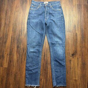 AGOLDE Nico High Rise Slim Jeans Medium Wash Raw Hem Women’s Size 25